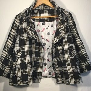 Black white coat medium (shoe and purse print liner) size M